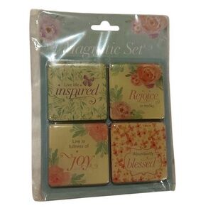 Floral Inspirational Magnet Set - Pastel Yellow, Peach & Mint